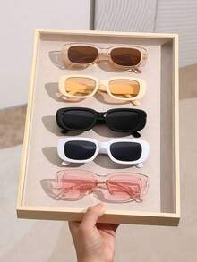 3 chiếc kính thời trang gọng vuông nhỏ cá nhân hóa, thích hợp chụp ảnh đường phố, kiểu dáng đơn giản, đa năng. - Nhiều màu - Xem 3