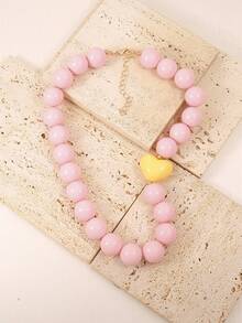 1pc European And American Bohemian Acrylic Bead & Heart Decor Beaded Necklace, Suitable For Summer Beach, Holiday And Daily Wear - Heart-shaped Beaded Necklace - View 16