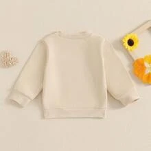 Mommy And Me Matching Outfits Christmas/Halloween Matching Sweatshirts Mama/Mini Letter And Bowknot Embroidery Long Sleeve Crewneck Pullover Shirt Blouse Top Mom And Daughter Matching Holiday Party Clothes - 杏色 - 查看 10