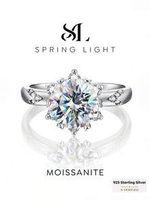 1 viên kim cương Moissanite 2.0 carat sáu chấu, bạc sterling 925, trang sức cưới sang trọng, quà tặng cho cặp đôi, bạn thân, sinh nhật, kỷ niệm, trang sức cô dâu. - Nhẫn Moissanite - Xem 1