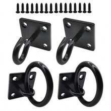 Rustic Unique Shelf Brackets X 2 Hanging Hook On Ring / Chain Black Floating - Black - View 1
