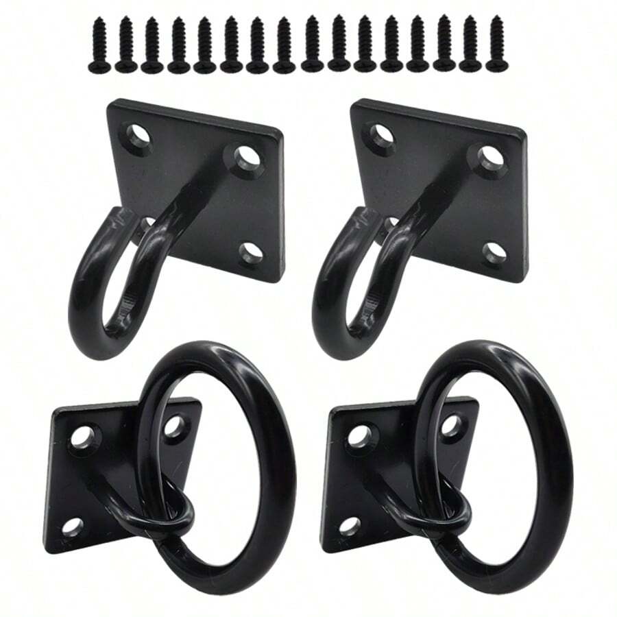 Rustic Unique Shelf Brackets X 2 Hanging Hook On Ring / Chain Black Floating - Black - View 1