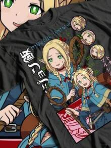 Delicious In Dungeon Marcille Donato Anime Manga T-Shirt Gift For - 黑色 - 查看 7
