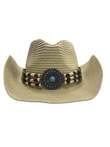 1pc Unisex Straw Hat, Western Cowboy Hat, Beach Holiday Straw Hat, Foldable Design Suitable For Spring/Summer Outdoor Activities,Travel,Festival - MZ3052+ML61 - View 18