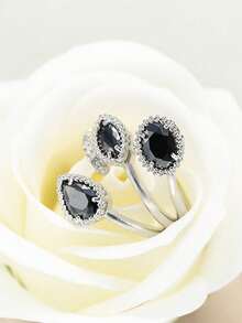 1枚优雅水滴形可调节锆石戒指，情人节或生日送给女性的礼物 - 款式2 - 查看 15