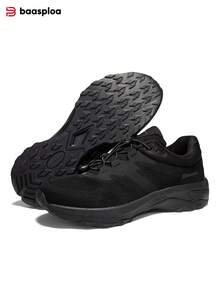 baasploa 1 par de zapatos deportivos para caminar para hombres, con malla transpirable para exteriores, cómodos y duraderos, marca nueva - Negro - Ver 3
