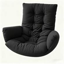 1 Piece Of Patio Furniture Chair Cushion, Armrest Rocking Chair Cushion, Thickened Soft Cushion With Backrest Design, Suitable For Indoor And Outdoor Use, Rocking Sofa Cushion (Seat Cushion Only). - 黑色 - 查看 2