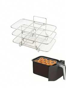 1pc Stainless Steel Air Fryer Accessories Set, Multi-Function Stackable Rack, Dehydrator Tray, Grill Basket, Grill Rack, Dishwasher , Suitable For Oven And Air Fryer, Healthy Baking Essential For Holidays - Multiple Styles - View 8