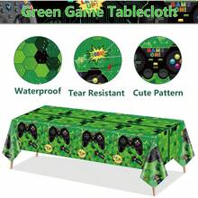 4 Pzs Manteles para Fiestas de Videojuegos, 130x220cm Cubre Mesas Verde Gaming Decoración para Fiestas de Cumpleaños de Niños Gamer Suministros para Fiestas de Niños - videojuego verde - Ver 5