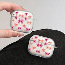 1 pieza Funda para auriculares con estampado floral de verano impreso con UV, compatible con auriculares 1/2/3/4/Pro/Pro2/Pro3, diseño minimalista y de moda, adecuado como regalo para estudiantes, trabajadores de oficina y profesionales - transparente - Ver 2