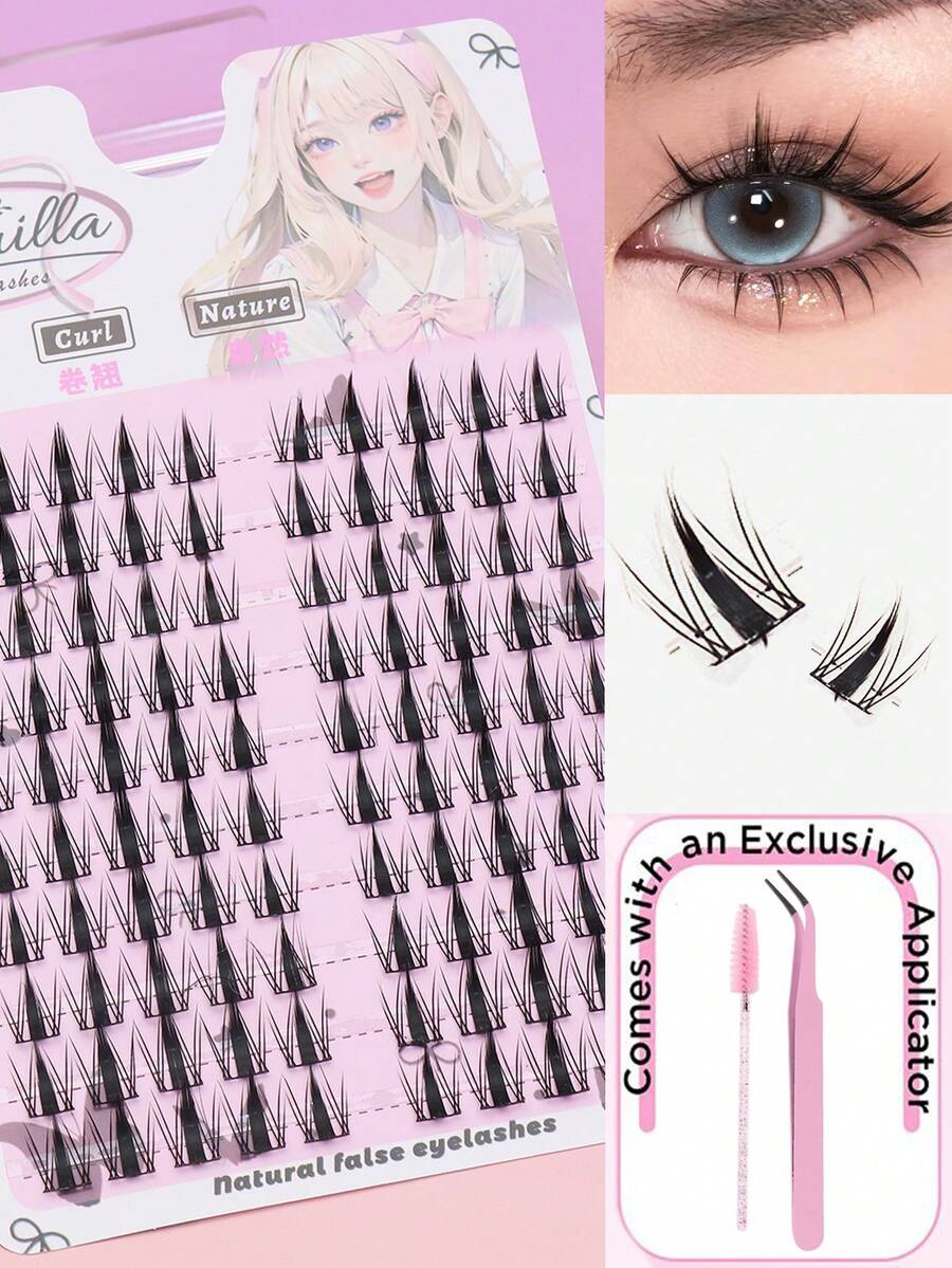 100 Clusters Natural Maple Leaf Style Lightweight False Eyelashes, New Natural Eyelashes, Party Club Daily Work Meetings, Natural False Eyelashes, Fluffy And Soft Daily Meetings Makeup Tools - C - View 1