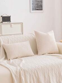1pc Chenille Decorative Pillow Cover, Soft Woven Texture Luxury Cushion Cover For Bed And Living Room Sofa - Beige - View 7