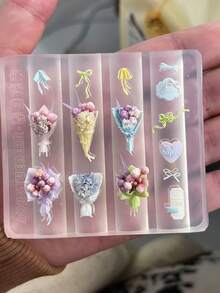3D雕刻铃兰花模具，郁金香花束美甲透明模具 - 無色 - 查看 6