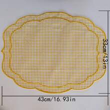 1/2/4pcs French Pastoral Ins Style Minimalist Gentle Yellow Plaid Asymmetric Embroidered Vintage Dining Napkin/Placemat/Tablecloth - Multicolor - View 3