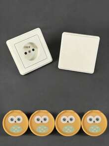 符合欧盟标准的防电击儿童安全插头保护套，可爱猫头鹰造型，耐用塑料材质，直接插入式电源插座保护器（无需接线） - 彩色 - 查看 10