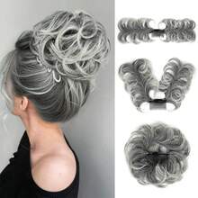 Women's Messy Bun Hair Extension Clip-In Hair Piece, Side-Swept Bun Hair Accessory, Suitable For Short Hair, Natural Straight Hair, Multi-Functional Adjustable Styling, Easy To Wear - Multicolor - View 8