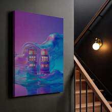 1Pc Framed Canvas Neon Slot Machine Canvas, Vaporwave Casino Wall Art, Retro Gaming Print, Colorful Abstract Decor, Futuristic Artwork For Game Room Canvas Wall Art Printed Posters, 2D Flat, Canvas Wall Art, Suitable For Wall Decoration In Living Rooms, Bedrooms, Bathrooms, Corridors And Kitchens, With Wooden Picture Frame - 有框架 - 查看 4