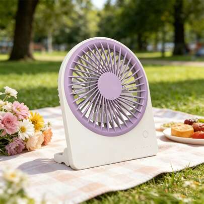 Portable Desktop Fan, 2000mAh Rechargeable Battery Powered & USB Powered, 3 Wind Speed Levels, Up To 14 Hours Runtime, Quiet Mini Desk Fan For Travel, Sleep, Bedroom, Office, Home, Cordless