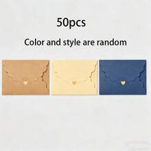 50pcs Mini Pearl Paper Envelopes, Kraft Paper Foil Heart Envelopes, Bank Card/VIP Membership Card Packaging Envelopes - Random - View 7
