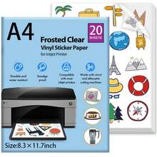 Clear Sticker Paper For Inkjet Printer - 20 Sheets (8.3" X 11.7") Translucent Waterproof Printable Vinyl Sticker Paper For DIY Personalized Stickers Holds Ink Beautifully & Dries Quickly - 20pcs - Transparent - View 6