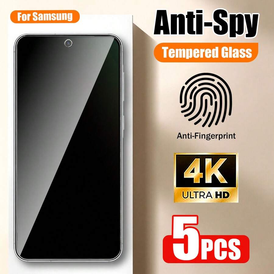 XINHONGYU 防震安卓手机保护膜 5 片装，隐私屏幕保护膜，兼容三星 Galaxy A56，磨砂隐私膜，防窥隐私，钢化玻璃屏幕保护膜，兼容 Galaxy A17 A16 A15 A14 A13 A12 A26 A25 A24 A23 A22 A36 A35 A34 A33 A32 A56 A55 A54 A53 A52 A07 A06 A05 A05S A04 A03 系列 [不支持指纹解锁]，兼容手机壳，母亲节礼物