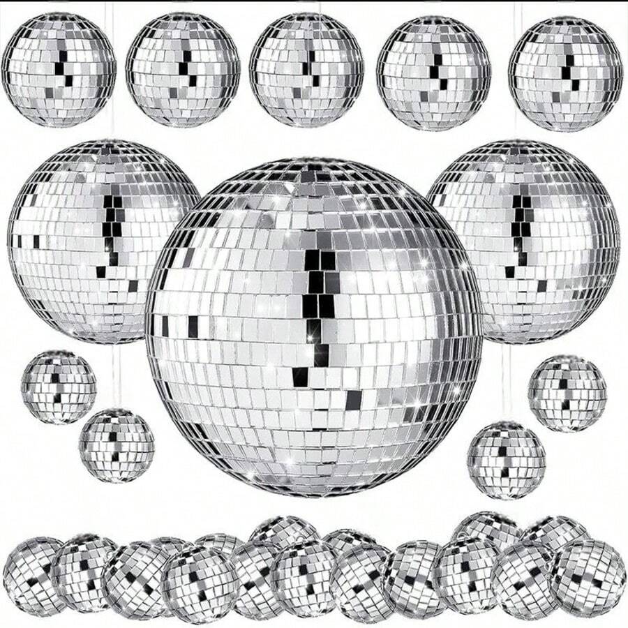 Große Retro Dekorative Discokugel, Verspiegelte multisized schicke und spaßige silberne hängende Discokugel - Große Party Dekoration, Party Design verspiegelte Kugel, hängende Disco Beleuchtungskugel geeignet für DJ Club Bühne Bar Party Hochzeit Feiertag Dekoration