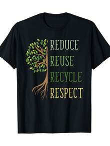 Earth Day T-Shirt Reduce Reuse Recycle  - 180g - 黑色 - 查看 6