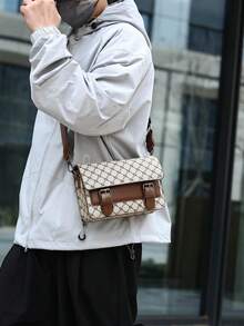 1 件男女通用休闲斜挎包，时尚撞色翻盖设计，宽肩带，适合商务、通勤、上学、旅行，是送给家人、朋友、爱人、父亲节的绝佳礼物 - 彩色 - 查看 8