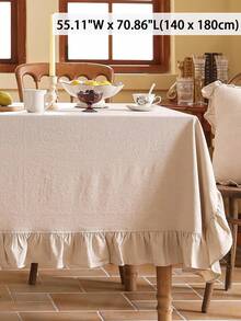 1/24pcs Retro Minimalist Plain Ruffled Tablecloth, Suitable For Holiday, Restaurant, Living Room, Kitchen, Tabletop Decor, Family Gathering, Birthday Party, Wedding, Hotel, Farmhouse, Mother's Day, Home Decor - Beige - View 9