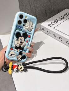 This Disney Mickey Mouse Lanyard Phone Case Is Fully Covered In TPU Material. It's Shockproof, Lightweight, And Compatible With IPhone17/16/11/13/15/15 Plus/15 Pro/15 Pro Max/12/14 Pro Max/11 Pro Max/12 Pro/12 Pro Max/13. This Phone Case Makes A Popular Birthday Gift Or Business Gift; It's Durable, Stain- And Fingerprint Resistant, And Suitable For Both Men And Women. The Set Also Includes A Mickey Mouse Phone Case And A Mickey Mouse Plush Bracelet. It's A Perfect Gift For Friends And Family. This Stylish Phone Case Is Fun, Lightweight, And Durable. IPhone17 Pro Max Phone Case, Minnie Mouse Phone Case. - trắng - Xem 4