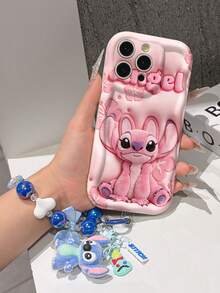 This Disney Stitch Lanyard Phone Case Is Fully Covered In TPU Material. It's Shockproof, Lightweight, And Compatible With IPhone17/16/11/13/15/15 Plus/15 Pro/15 Pro Max/12/14 Pro Max/11 Pro Max/12 Pro/12 Pro Max/13. This Phone Case Makes A Popular Birthday Gift Or Business Gift; It's Durable, Stain- And Fingerprint-Resistant, And Suitable For Both Men And Women. The Set Also Includes A Mickey Mouse Phone Case And A Stitch Plush Bracelet. It's A Perfect Gift For Friends And Family. This Stylish Phone Case Is Fun, Lightweight, And Durable. IPhone17 Pro Max Phone Case, Angel Phone Case. - trắng - Xem 4