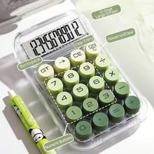 1件多巴胺透明計算機，12顆大尺寸機械按鍵，便攜式適用校園與辦公室，高美感桌面文具，開學季適用 - 彩色 - 查看 8