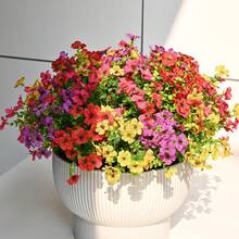 4 Stems Mixed Color Artificial Violet Stems, Suitable For All Seasons, Artificial Plants For Home, Living Room, Yard, Balcony, Countryside Style Decor And Floral Arrangement - Multicolor - View 6