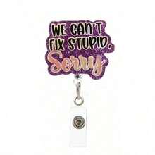 1pc Interesting Text Badge Reel, Retractable, Cute Badge Holder With Rotating Alligator Clip, Suitable For Nurses, Teachers, Office Workers, Also Applicable For School Supplies And Back To School Season - Multicolored... - View 10