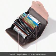Cartera de mujer con diseño de elefante de dibujos animados, monedero de cuero PU con acordeón para tarjetas, organizador delgado de tarjetas de crédito y efectivo para mujer, cartera de viaje, cartera pequeña, cartera linda, esencial de viaje - Multicolor - Ver 9
