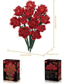 Simulated Rose Display Model - 546Pcs Romantic Rose Bouquet Building Blocks Set For Adults, Eternal Flower DIY Model Kit, Valentine's Day Christmas Gift For Women Her - Multicolor - View 6