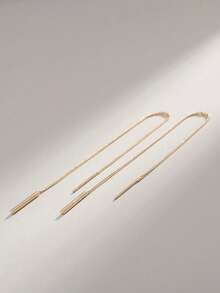 Nooxian Minimalist Threader Earrings - 黃金 - 查看 4