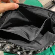 Túi xách cầm tay đính đá lấp lánh dự tiệc, ví cầm tay sang trọng, túi đeo vai hàng hiệu, ví cầm tay đính pha lê sáng bóng, túi xô. - màu đen - Xem 11