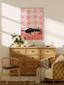 1pc Frameless Funny Cute Cat Wall Art Canvas Poster Print Cat Lover Decor For Living Room, Bedroom, Dorm Room Decor - Cat - View 4