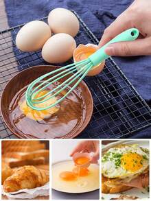 1pc Silicone Hand Mixer, Multi-Function Whisk, Cream Beater, Dough Mixer, Kitchen Baking Tool, Suitable For Mixing, Stirring And Whipping, Ideal For Home, Restaurant, Cake Shop, Dessert Shop, Great Gift For Parents, Family, Friends, Baking And Cooking Enthusiasts - Multicolor - View 8