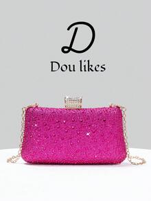 Nuevo bolso de mano de lujo con textura de burbujas en color fucsia, decorado con cristales, elegante bolso de moda para mujer, accesorio perfecto para vestidos de graduación, baile de graduación, vestidos de gala con lentejuelas y ocasiones formales, regalo ideal para mujeres - Rosa Fucsia - Ver 1