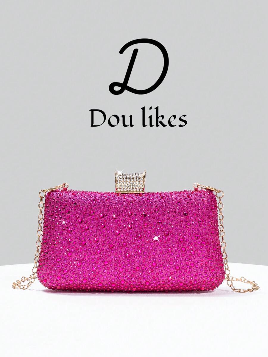 Nuevo bolso de mano de lujo con textura de burbujas en color fucsia, decorado con cristales, elegante bolso de moda para mujer, accesorio perfecto para vestidos de graduación, baile de graduación, vestidos de gala con lentejuelas y ocasiones formales, regalo ideal para mujeres - Rosa Fucsia - Ver 1