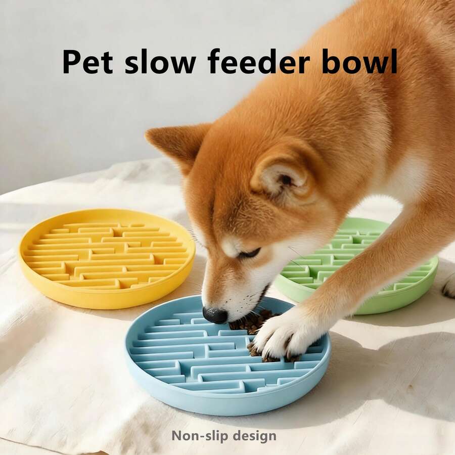 Tazón de alimentación para mascotas, tazón de comida para gatos y perros, diseño de alimentación lenta, fácil de limpiar, material duradero y flexible, adecuado para gatos y perros domésticos - 500ml - Ver 1