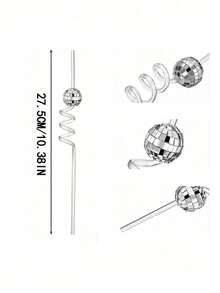 5pcs Reusable Plastic Disco Ball Straws, Disco Party Decorations, Party Favors, Disco Ball Embedded Straws, 70s Disco Decor, Suitable For Prom, Wedding And Birthday Party, Cool Y2K Style Decorative Straws, Reusable, Kitchen Supplies, Graduation Party Supplies, Christmas Gift (1 Pack), School Supplies - Multicolor - View 10