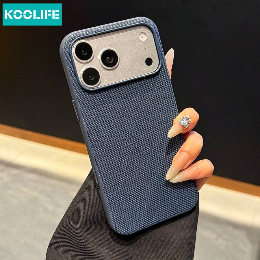 Koolife 1pc Blue Woven Texture Tech Fabric Phone Case Compatible With Iphone 18 Pro/18 Pro Max/17/17 Pro/17 Pro Max/16/15, Metal Independent Buttons, Classic Business Minimalist Protective Shell, Durable Anti-Drop Design, Suitable For Men And Women