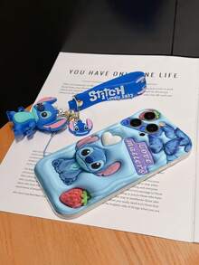 Disney Has Authorized, Phone Case - Chain Set, The Stitch Lilo & Stitch 3D Phone Case Plus A Silicone 3D Stitch Bracelet With Metallic Ring Removable Bracelet, Stitch And Angel Pattern, Compatible With Iphone 17/16/15/14/13/12/11/XS/XR/X Plus Pro Max, A Stylish Cartoon Phone Case, The Perfect Gift Choice, Phone Protection, Durable Phone Cover, Great Gift For Friends And Family - 白色款式A - 查看 5