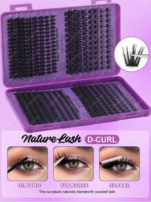 448/384 Cụm mi giả D Curl DIY, dày 8-18mm, thoải mái khi sử dụng, chống thấm nước và bền lâu, kiểu dáng siêu dài và rộng, có thể tái sử dụng. Mềm mại và thân thiện với da, dịu nhẹ và không gây kích ứng, dễ dàng cho người mới bắt đầu và dễ sử dụng, với thiết kế phân đoạn tự nhiên. - Nhiều màu - Xem 10