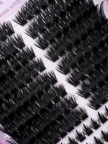 544簇蓬松D型卷翘尖刺扇形猫眼假睫毛，左右分开，DIY假睫毛簇，浓密自然，持久耐用，超轻柔软，可重复使用，适合初学者。 - 紫色 - 查看 10