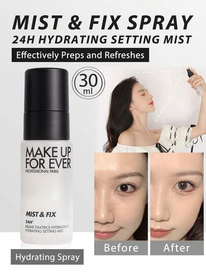  MAKE UP FOR EVER MIST & FIX BRUMA FIJADORA HIDRATANTE 30ml [PARA PIEL SECA] Bruma hidratante / Una fórmula y empaque mejorados para nuestra icónica bruma fijadora. Prepara y refresca la piel de manera efectiva y fija tu maquillaje por hasta 24 horas