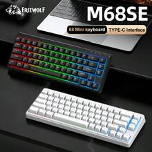 FREE WOLF M68SE Wired Keyboard, Compact Design / 68-Key Layout / Colorful Backlight / TYPE-C Cable Connection / Suitable For Travel And Office Use - 查看 5